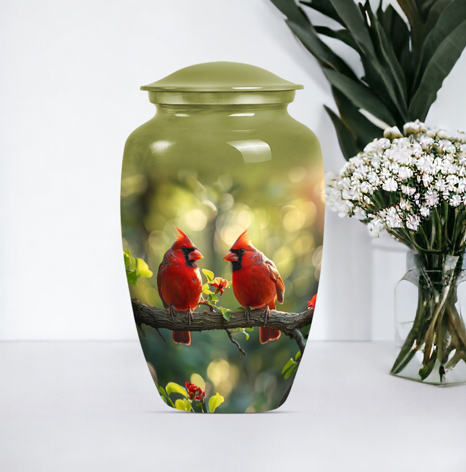 classic aluminium urn featuring a howling wolf design.