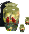 Cardinal Bird Theme Large Urn With 2 Keepsake Urn