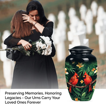 10-inch Classic Cardinal bird cremation urn.