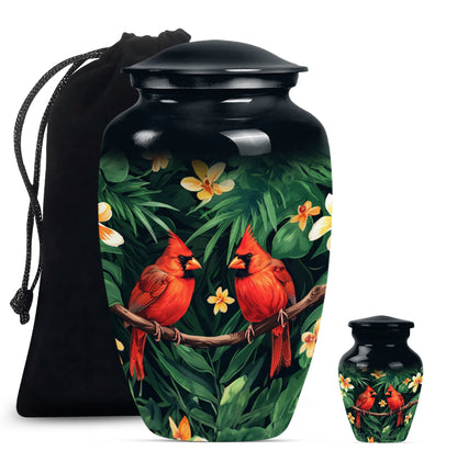 10-inch Classic Cardinal bird cremation urn.