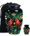 Cardinal Bird Theme Large Urn With 1 Keepsake Urn