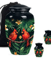 Cardinal Bird Theme Large Urn With 2 Keepsake Urn
