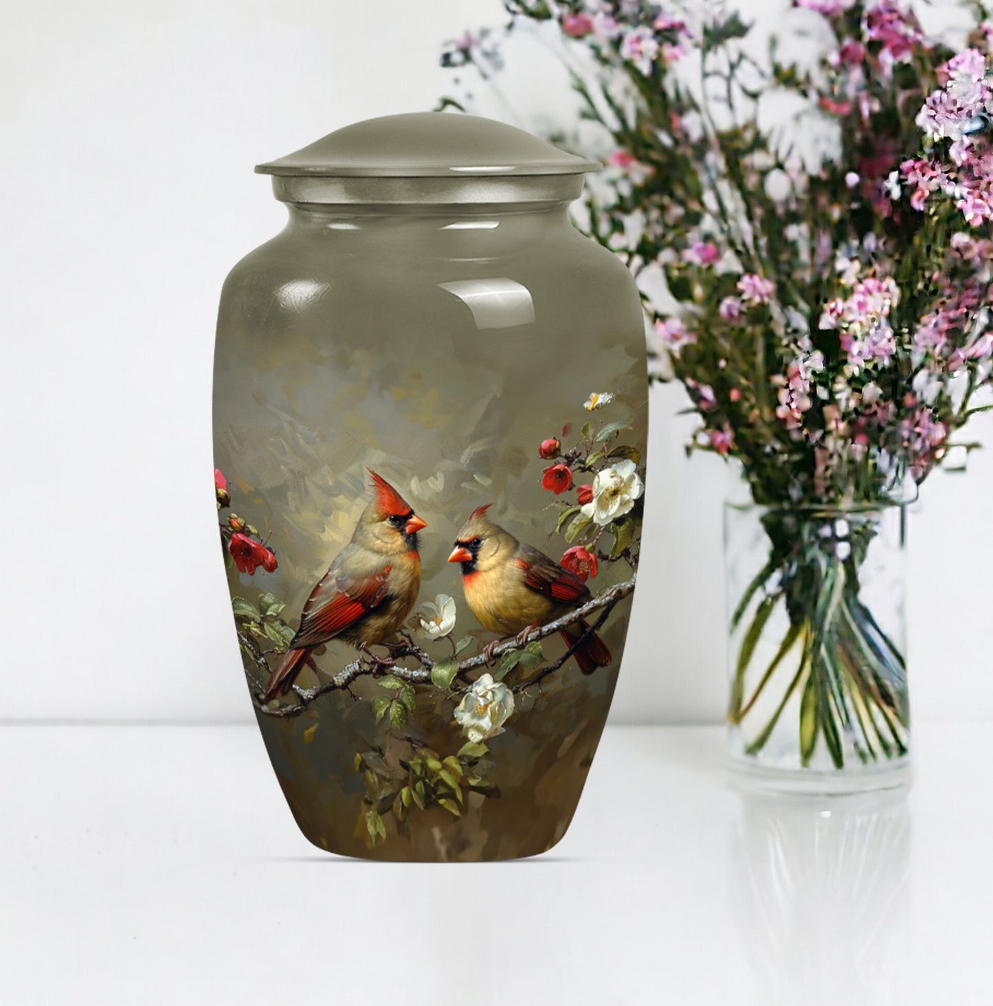 Cardinal bird Urn