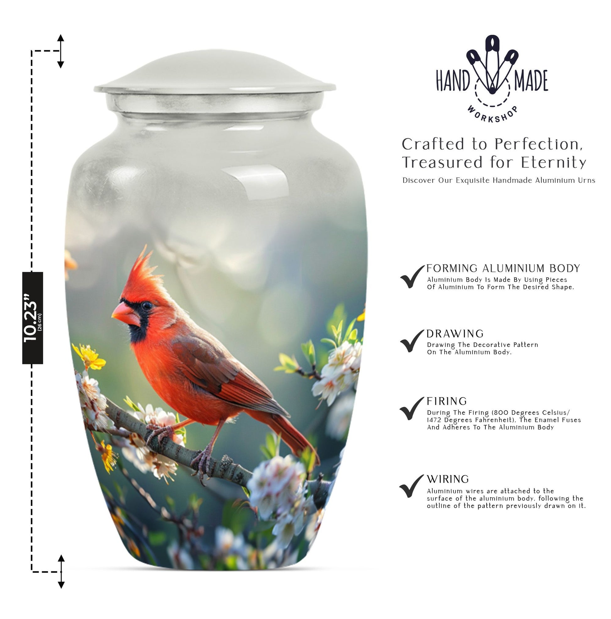 Cardinal bird Urn for human ashes