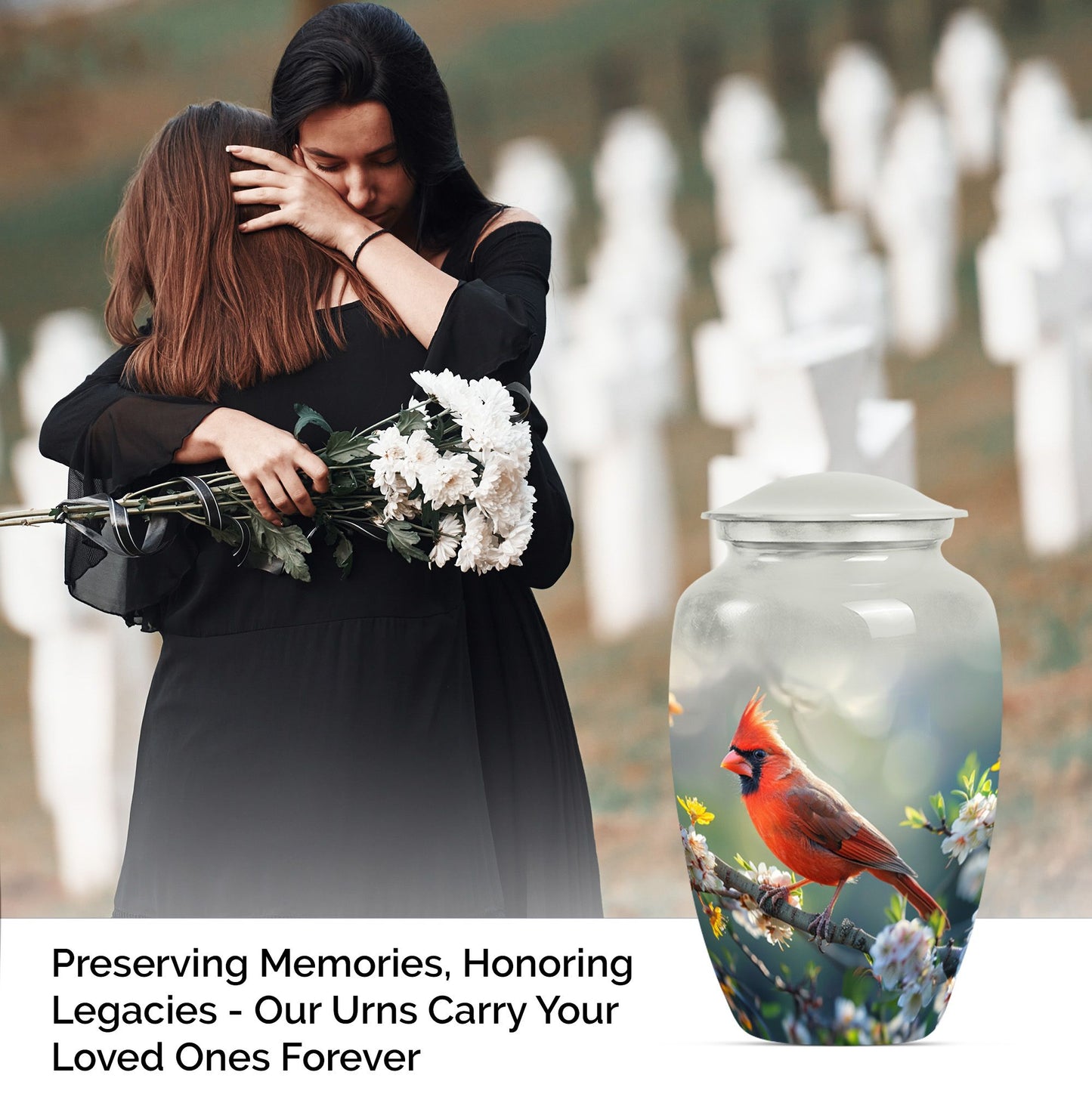 Cardinal bird Urn for human ashes