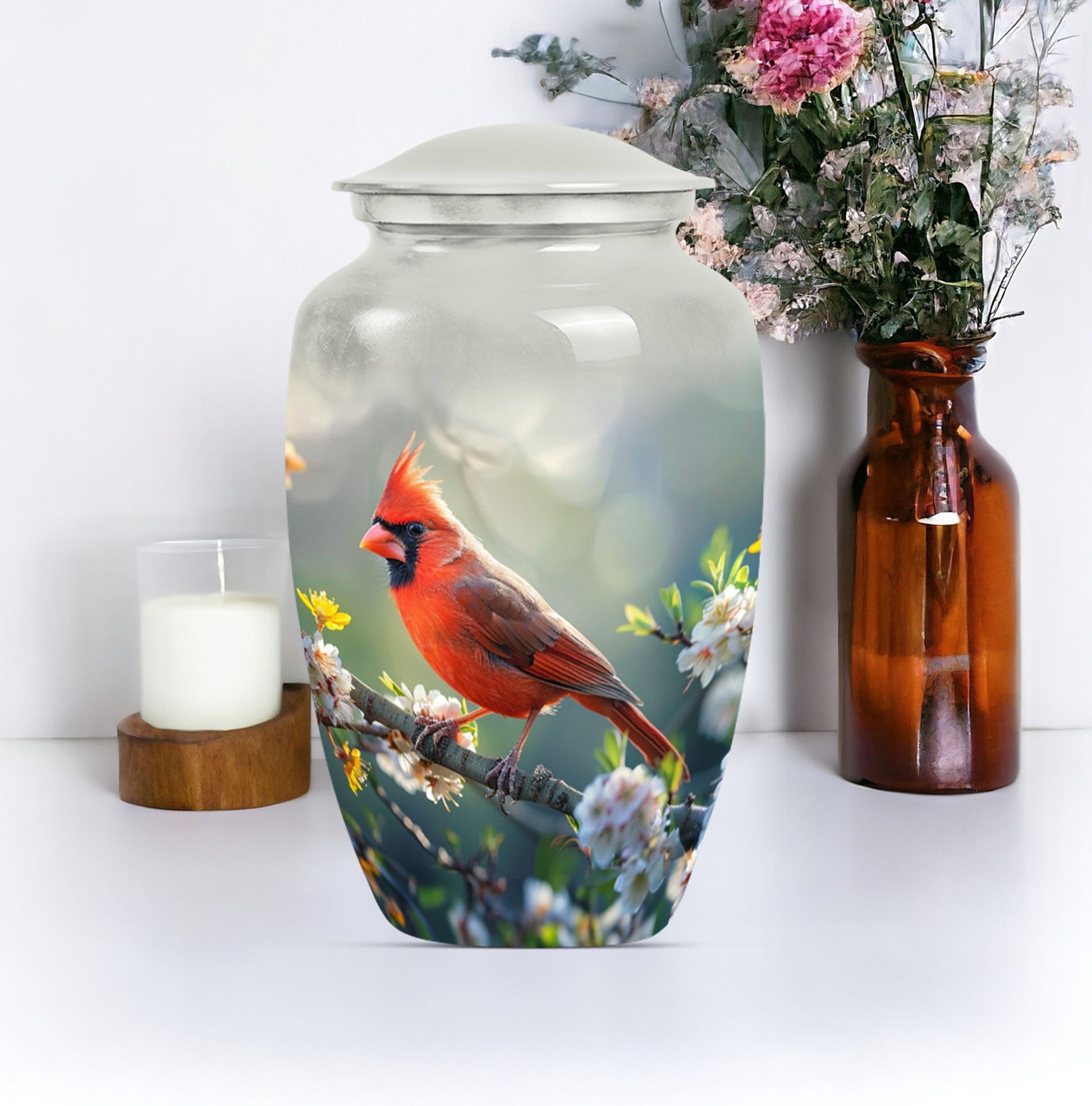 Cardinal bird Urn for human ashes