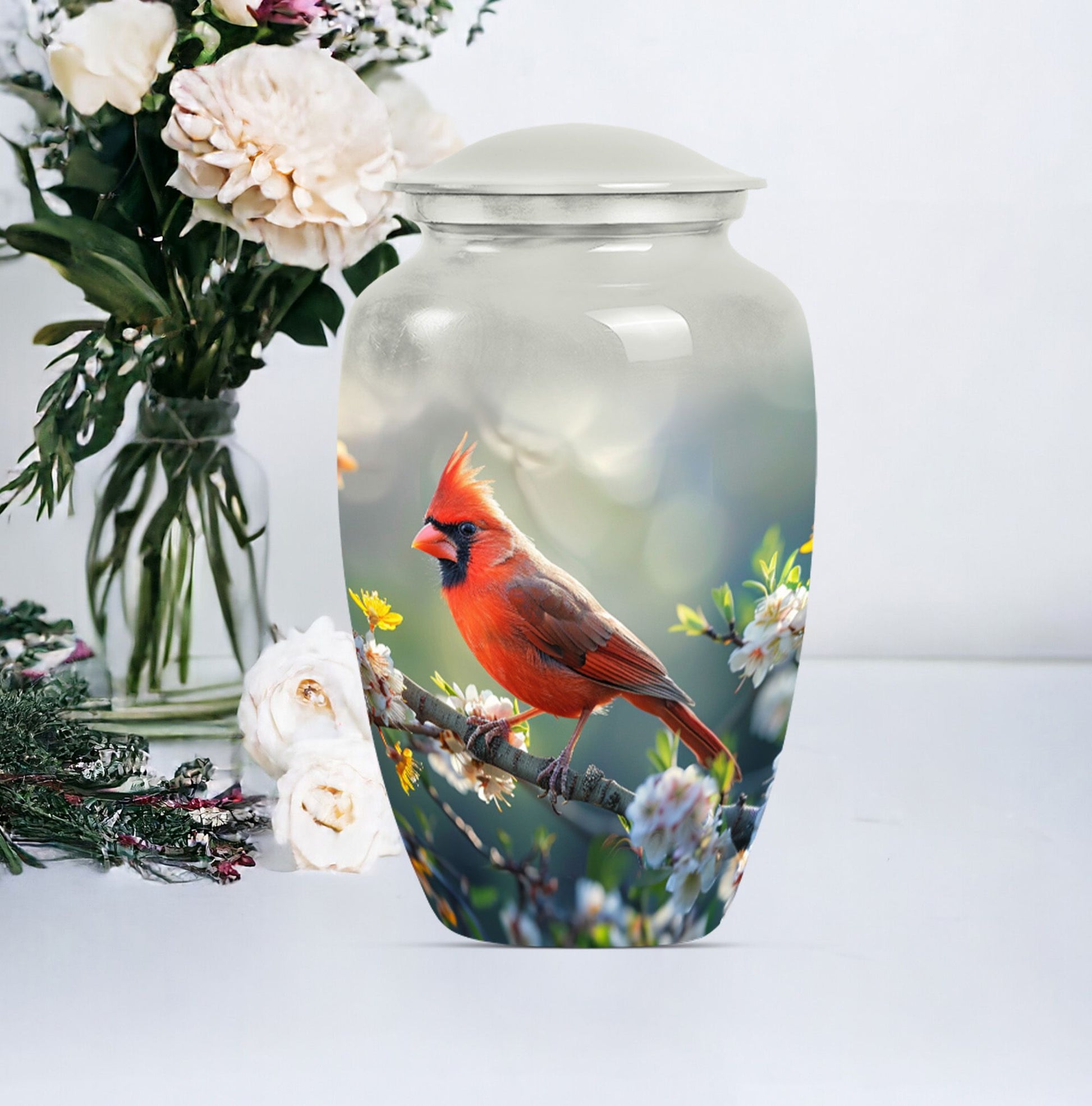 Cardinal bird Urn for human ashes