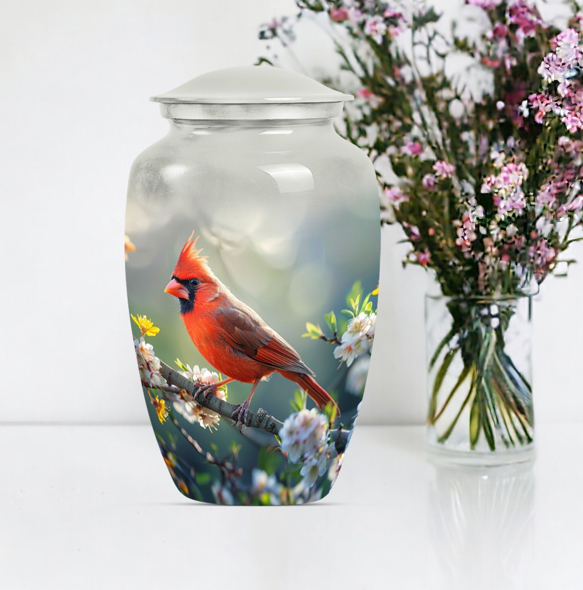 Cardinal bird Urn for human ashes