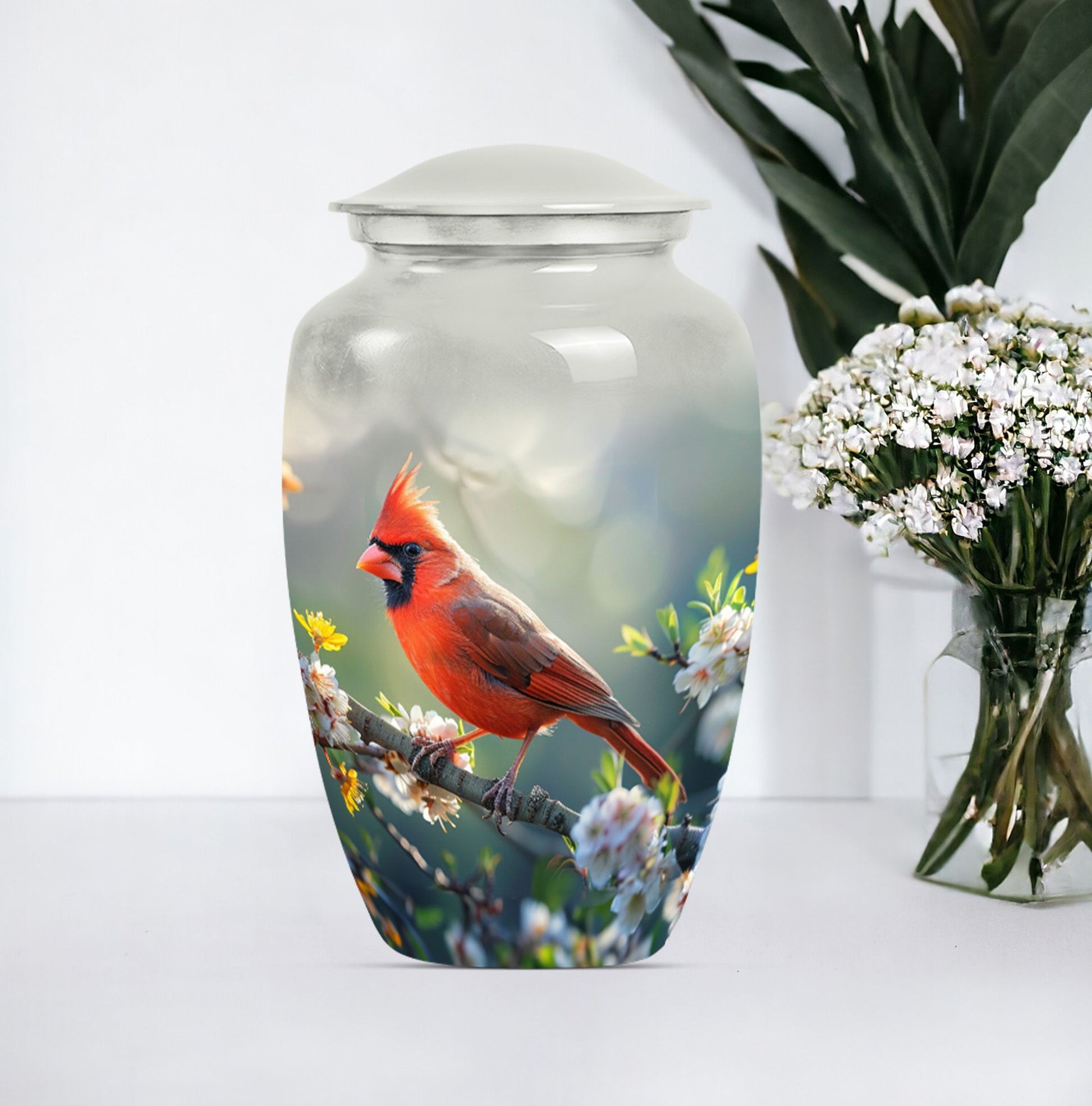 Cardinal bird Urn for human ashes
