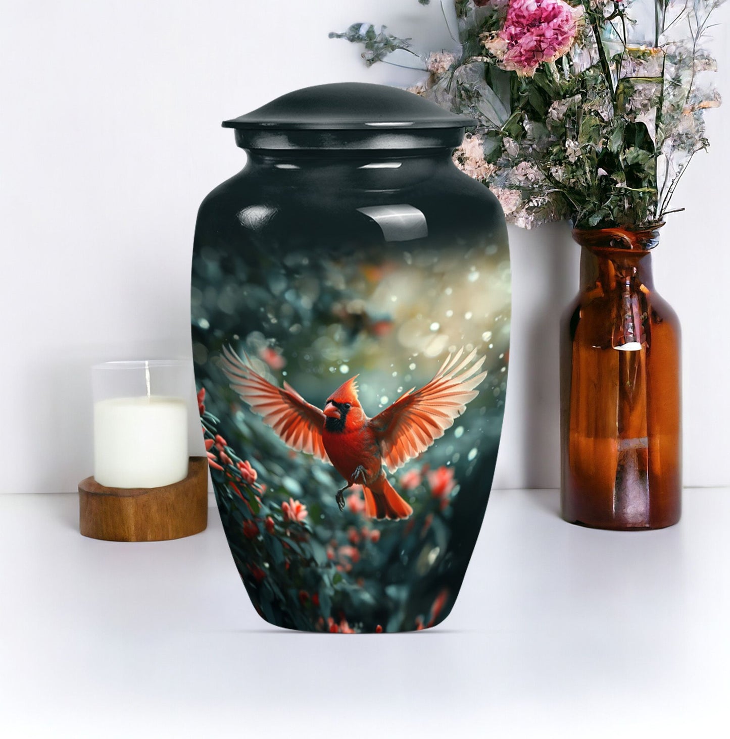 Cardinal bird urn for adult male