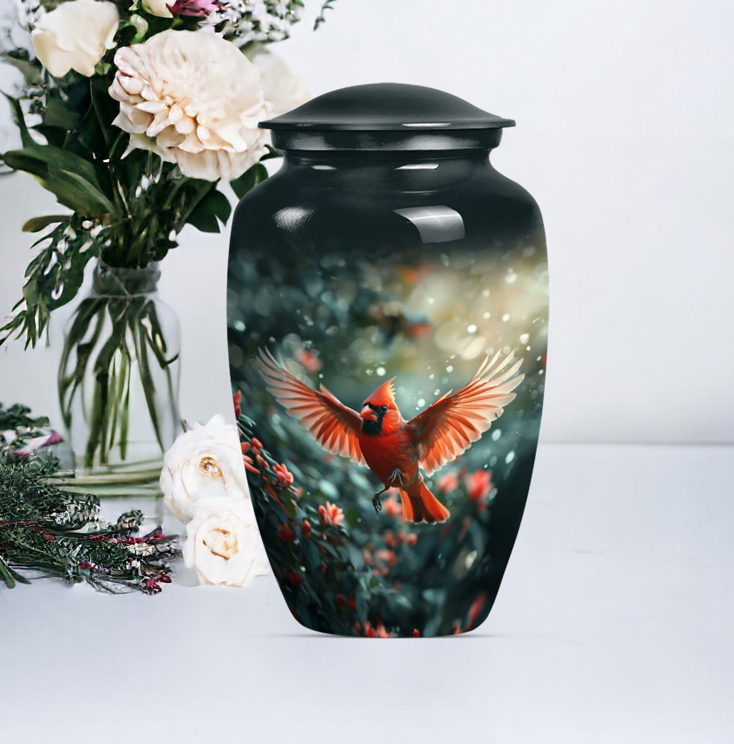 Cardinal bird urn for adult male