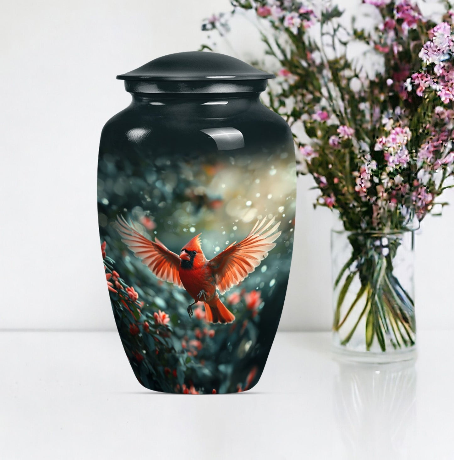 Cardinal bird urn for adult male