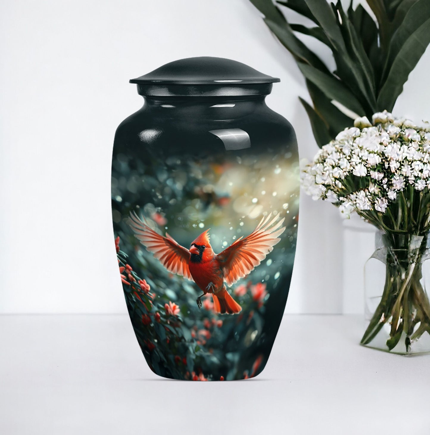 Cardinal bird urn for adult male