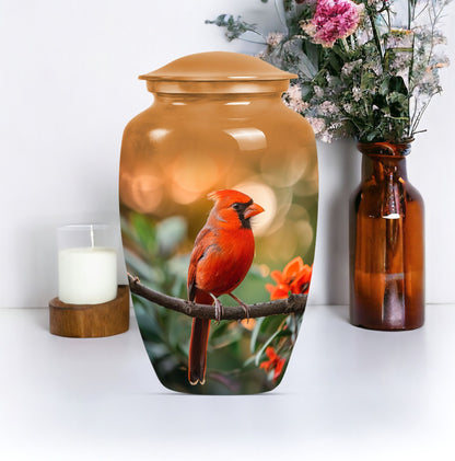 Classic 10 inch aluminium urn depicting a howling wolf.