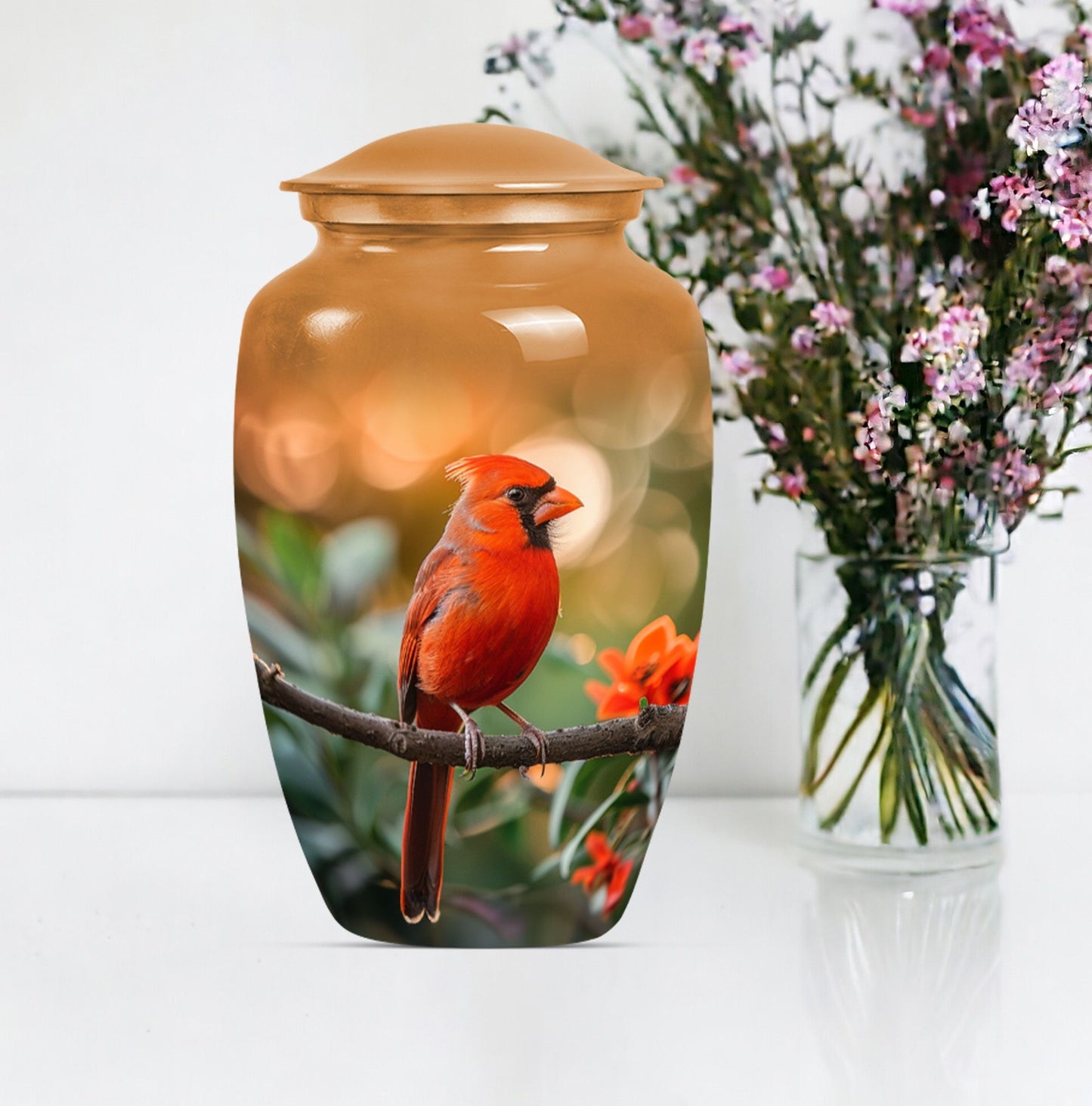 Classic 10 inch aluminium urn depicting a howling wolf.
