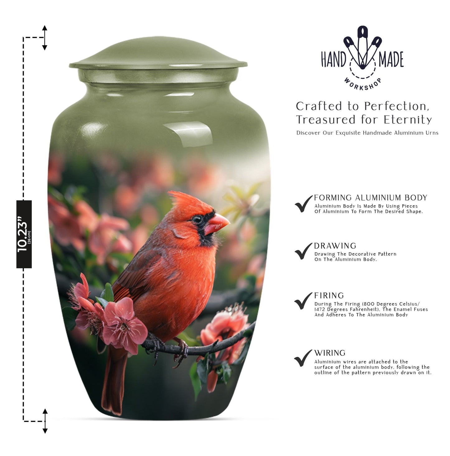 Classic 10-inch aluminium urn featuring a wolf howling theme