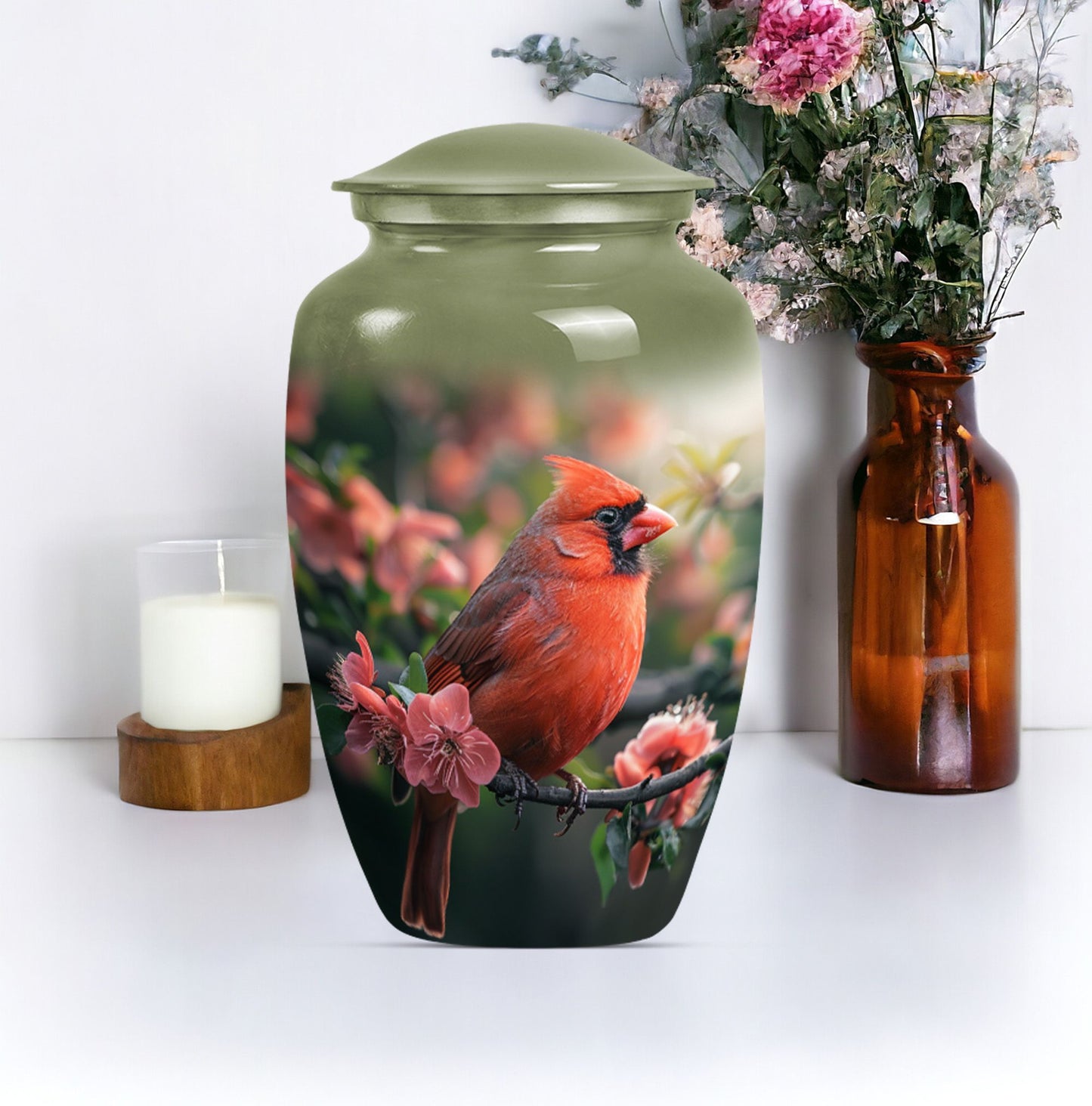 Classic 10-inch aluminium urn featuring a wolf howling theme