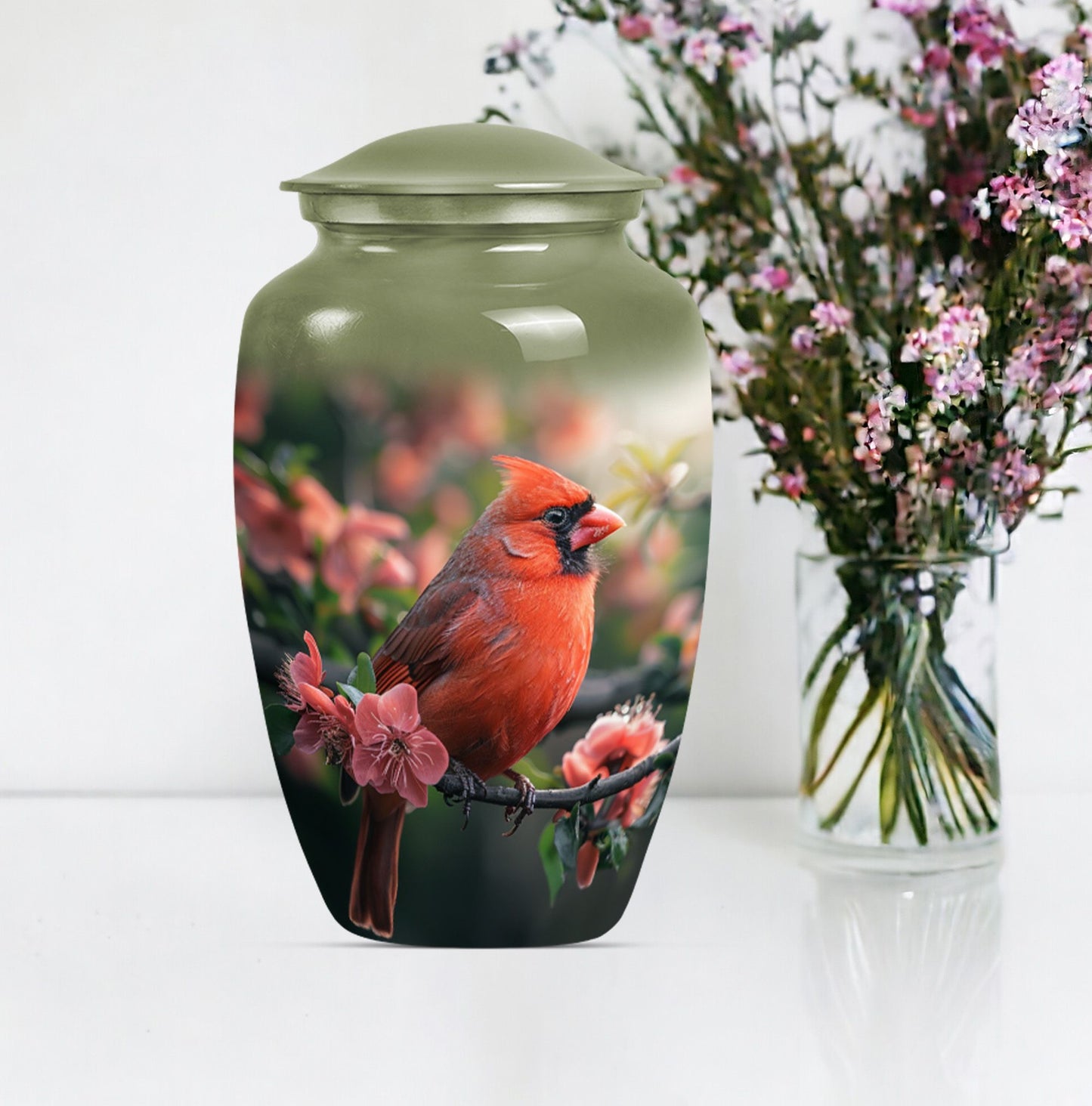 Classic 10-inch aluminium urn featuring a wolf howling theme