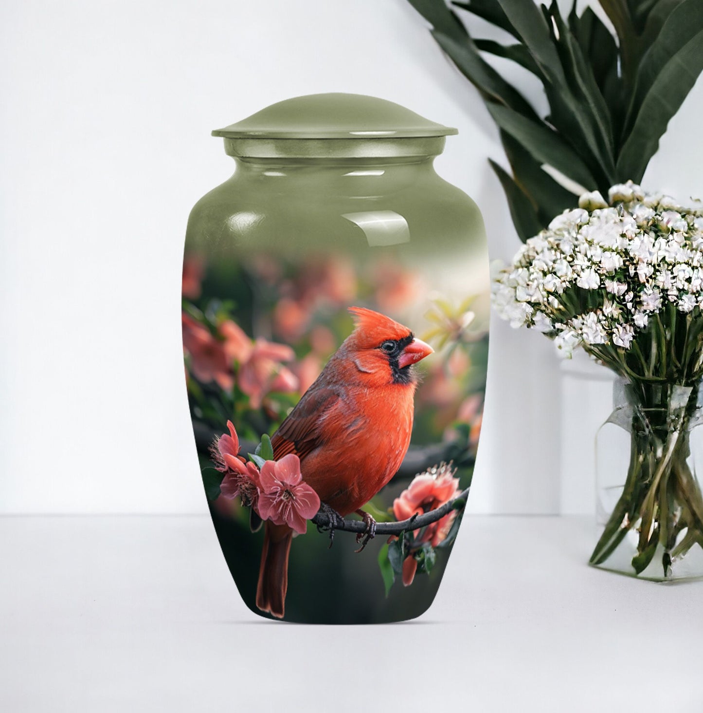 Classic 10-inch aluminium urn featuring a wolf howling theme