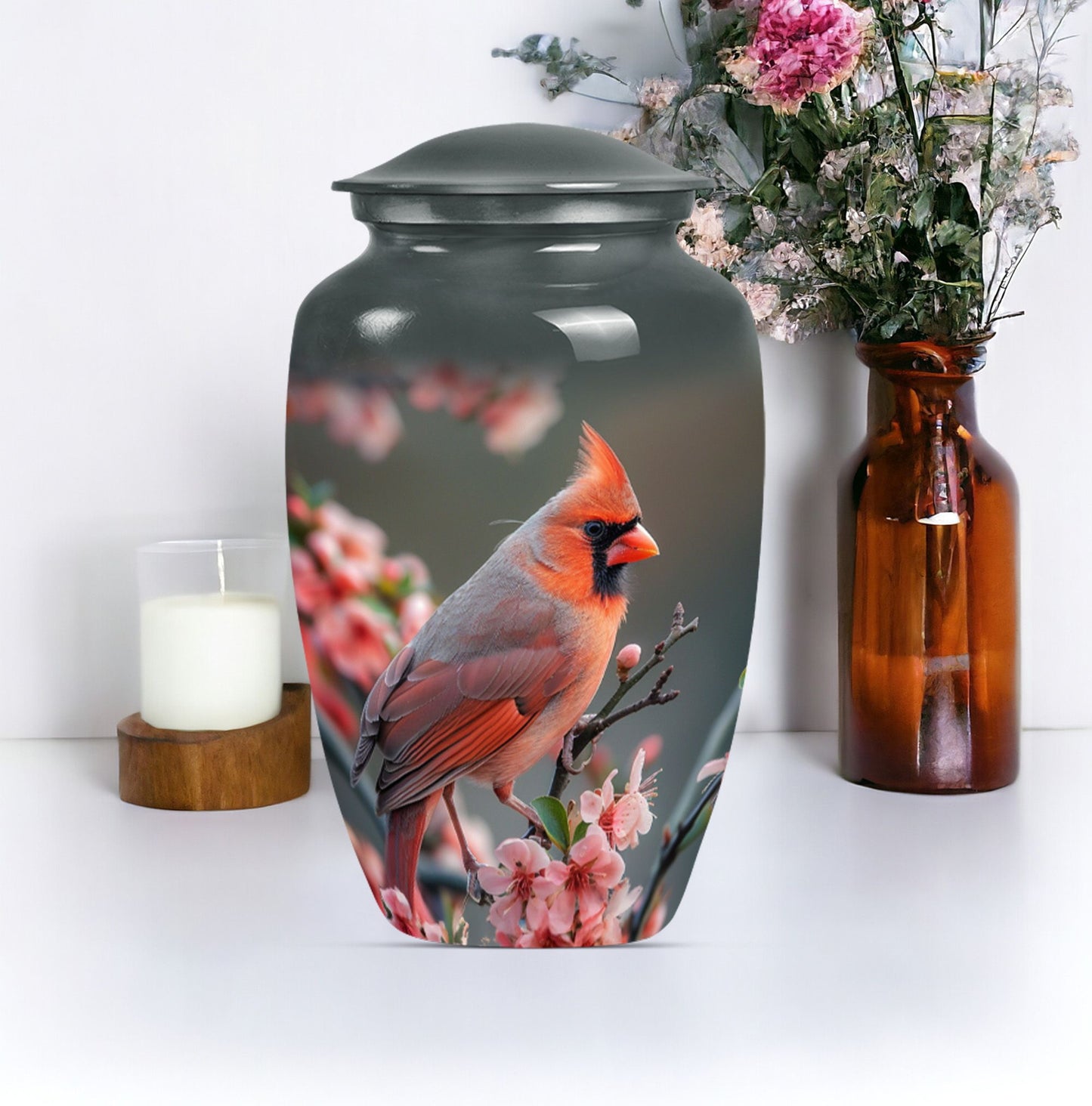 10-inch Classic Cardinal Bird Urn,memorial medium urn