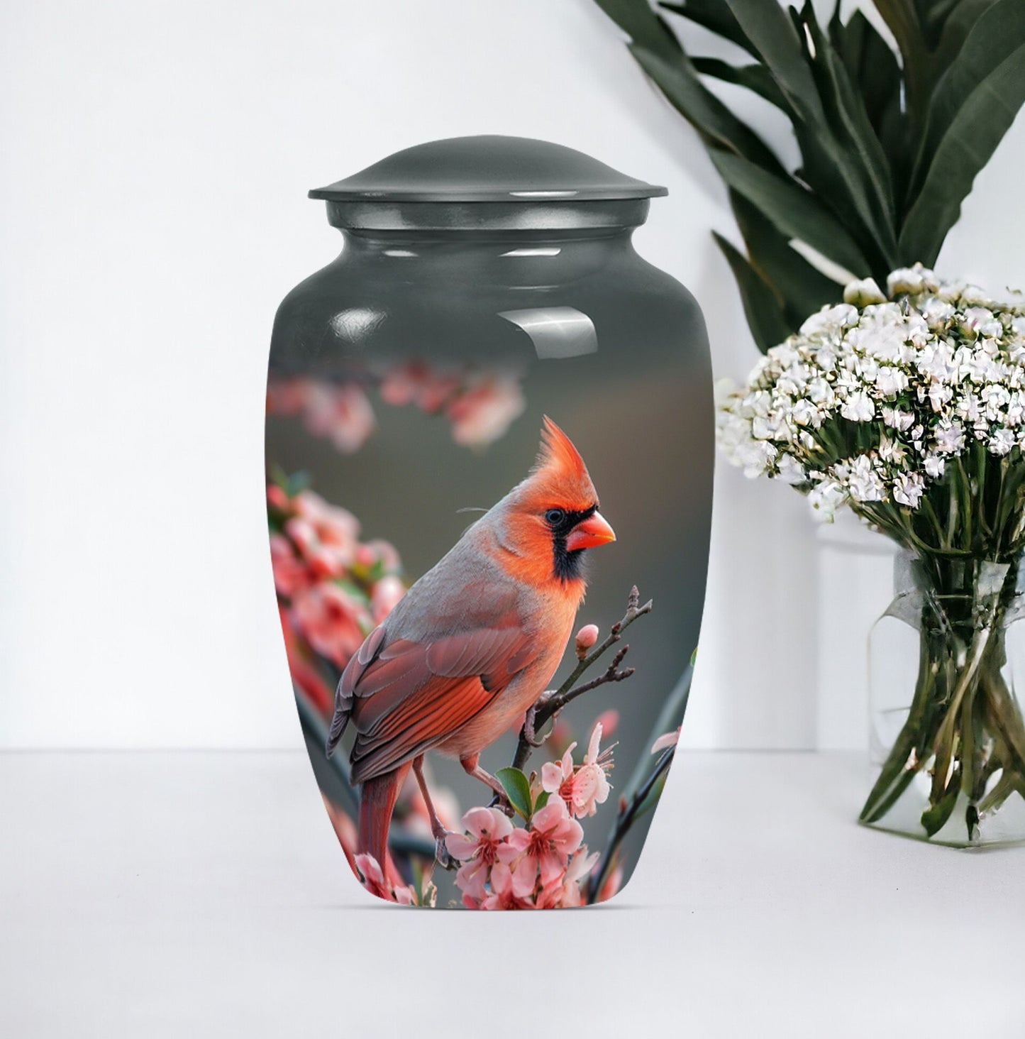 10-inch Classic Cardinal Bird Urn,memorial medium urn