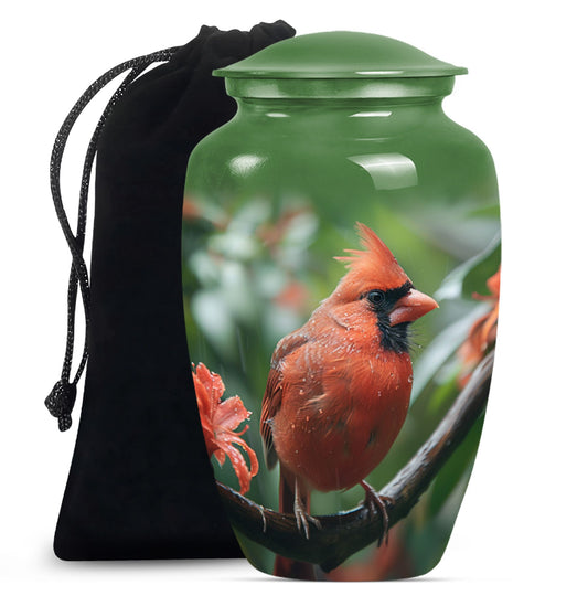 large cardinal bird urn