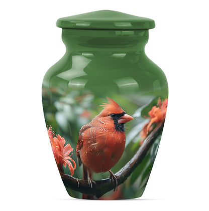 large cardinal bird urn