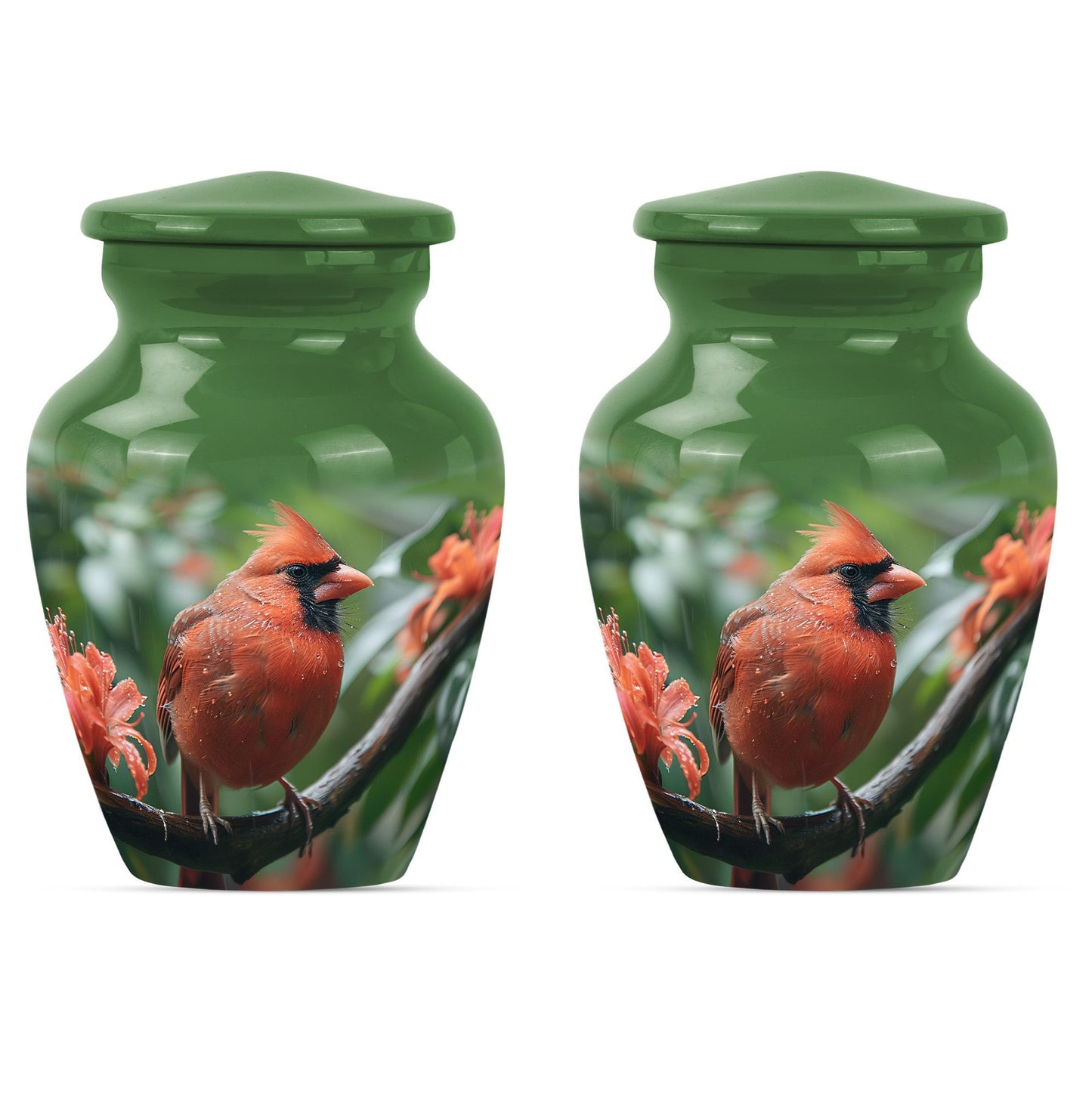 large cardinal bird urn