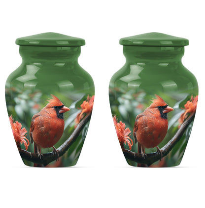 large cardinal bird urn