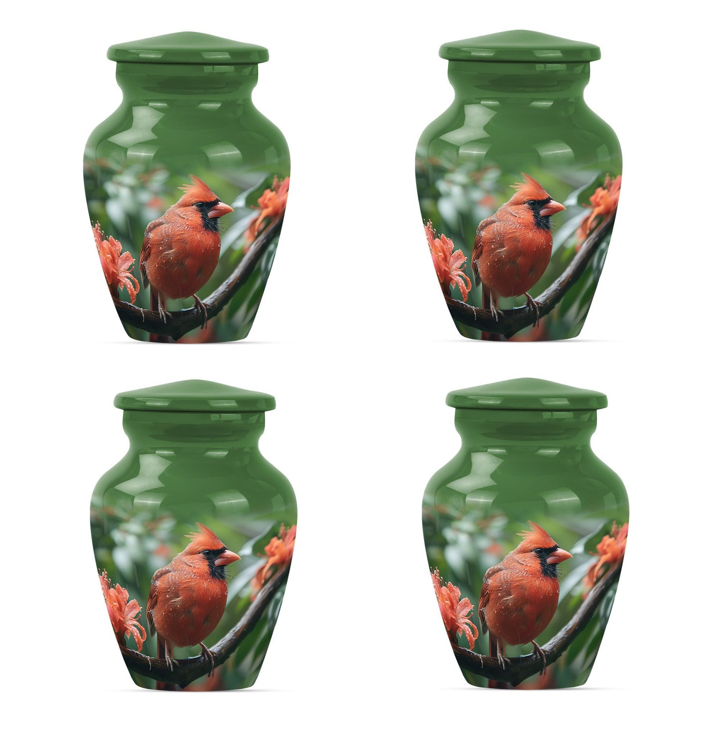 large cardinal bird urn