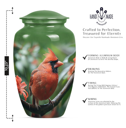 large cardinal bird urn