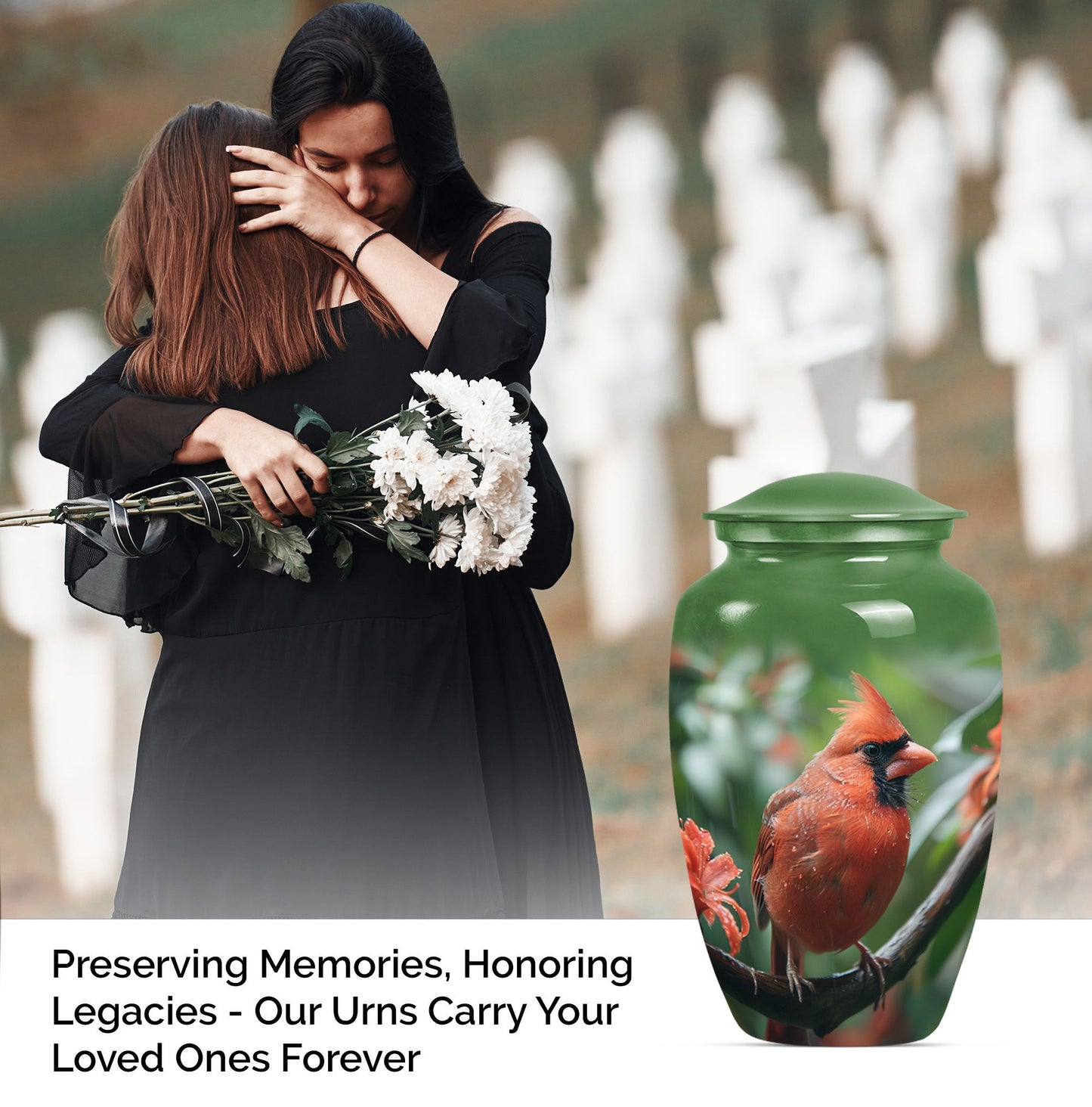 large cardinal bird urn