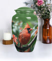 large cardinal bird urn