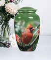 large cardinal bird urn