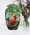 large cardinal bird urn