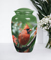 large cardinal bird urn