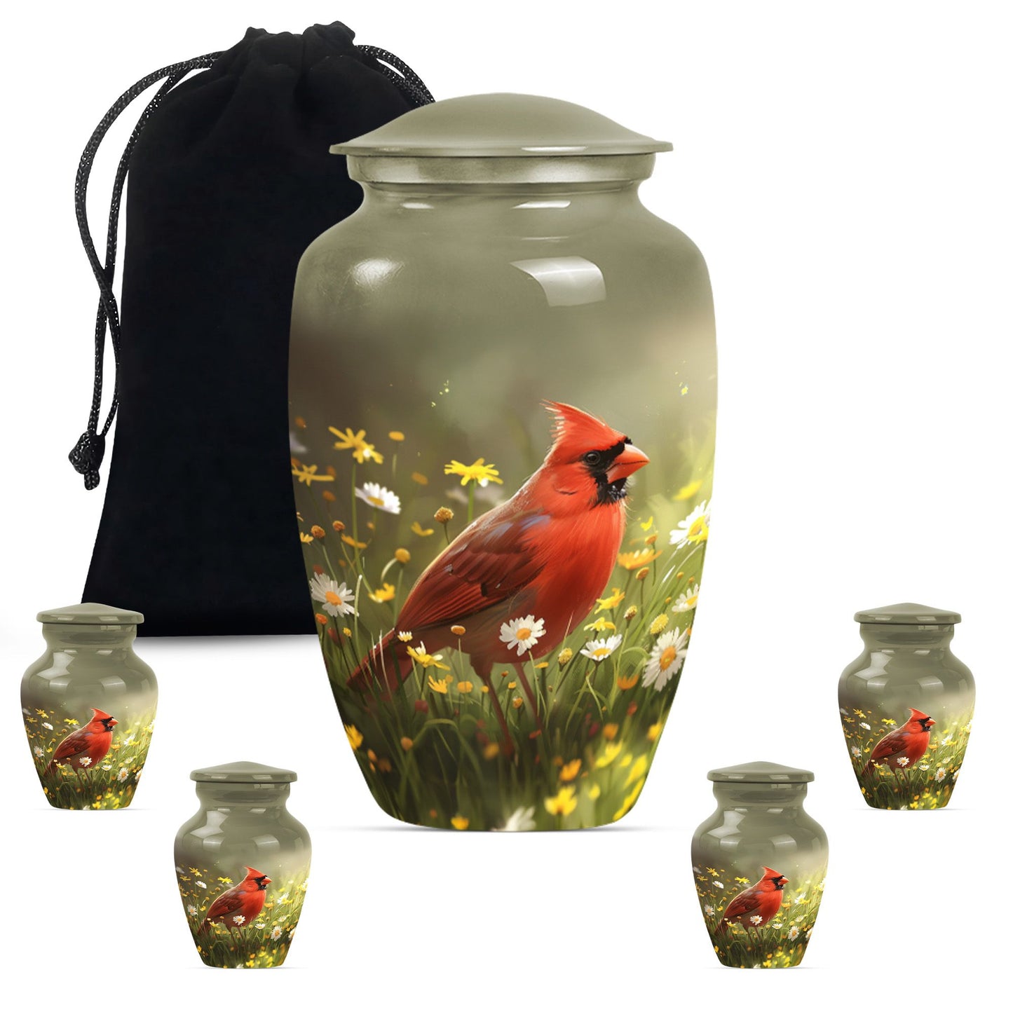 Cardinal Bird Memorial Urn 