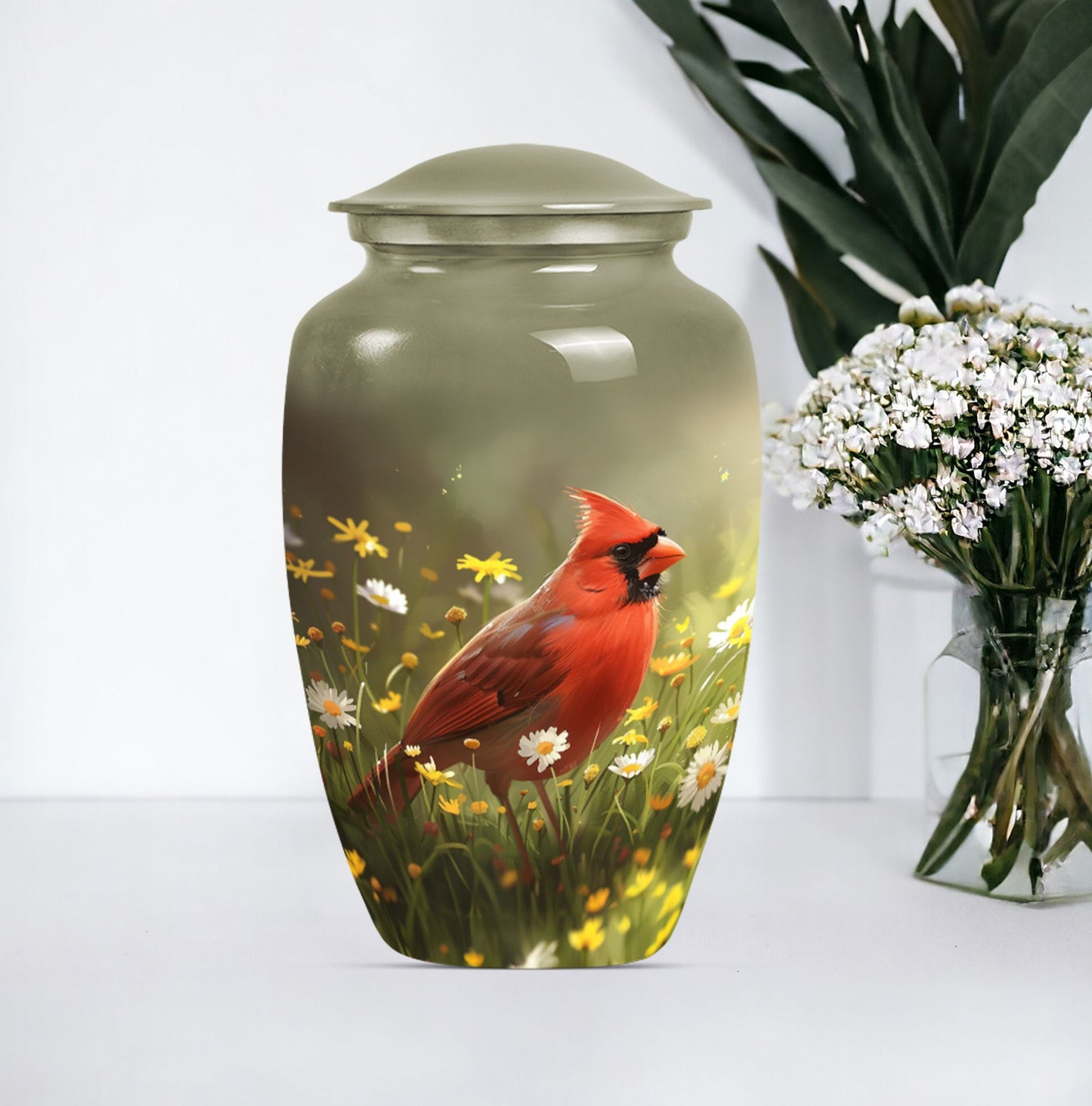 Cardinal Bird Memorial Urn 