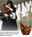 Classic urn burial cremation memorial for human ashes.