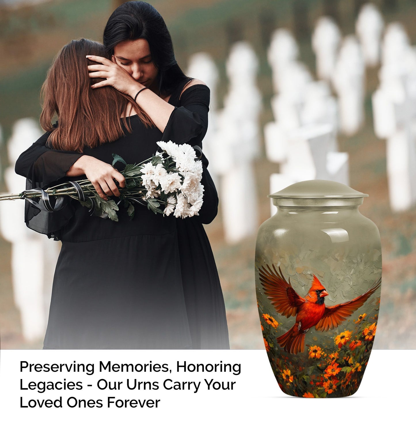 Classic urn burial cremation memorial for human ashes.