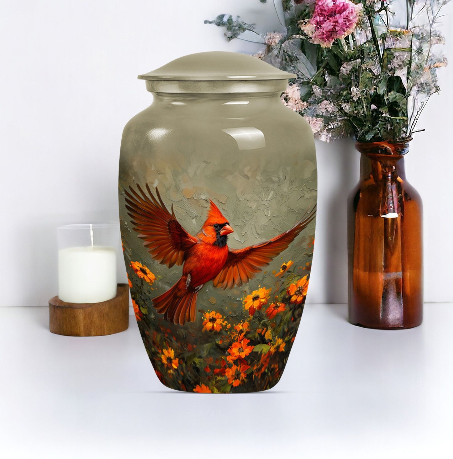 Classic urn burial cremation memorial for human ashes.