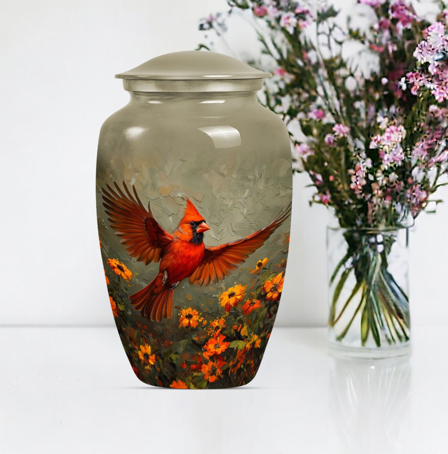 Classic urn burial cremation memorial for human ashes.