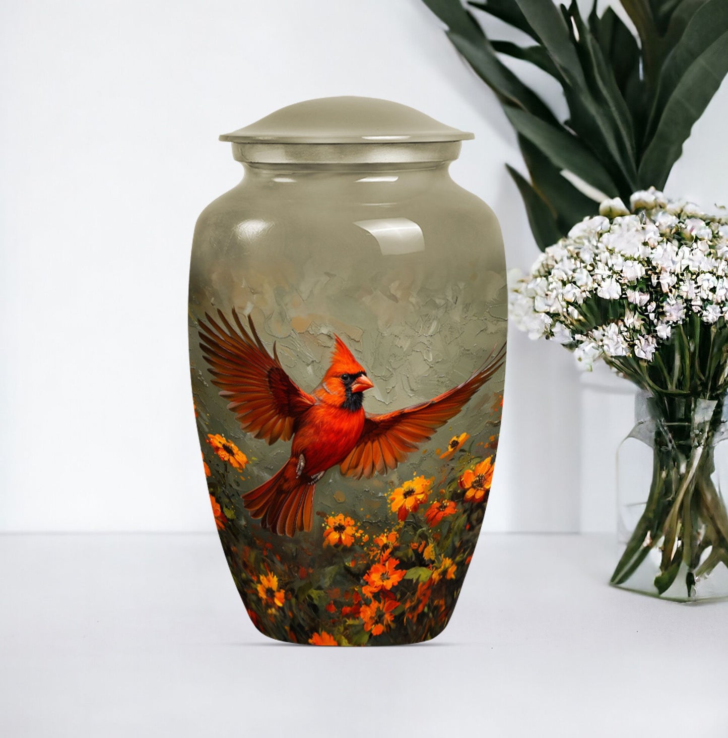 Classic urn burial cremation memorial for human ashes.