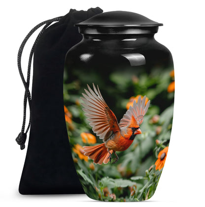 Classic 10-inch aluminium Cardinal bird Urn.
