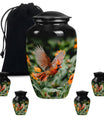 Cardinal Bird Theme Large Urn With 4 Keepsake Urn