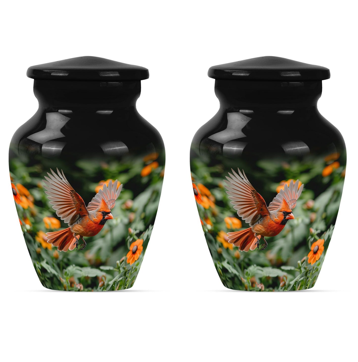 Classic 10-inch aluminium Cardinal bird Urn.