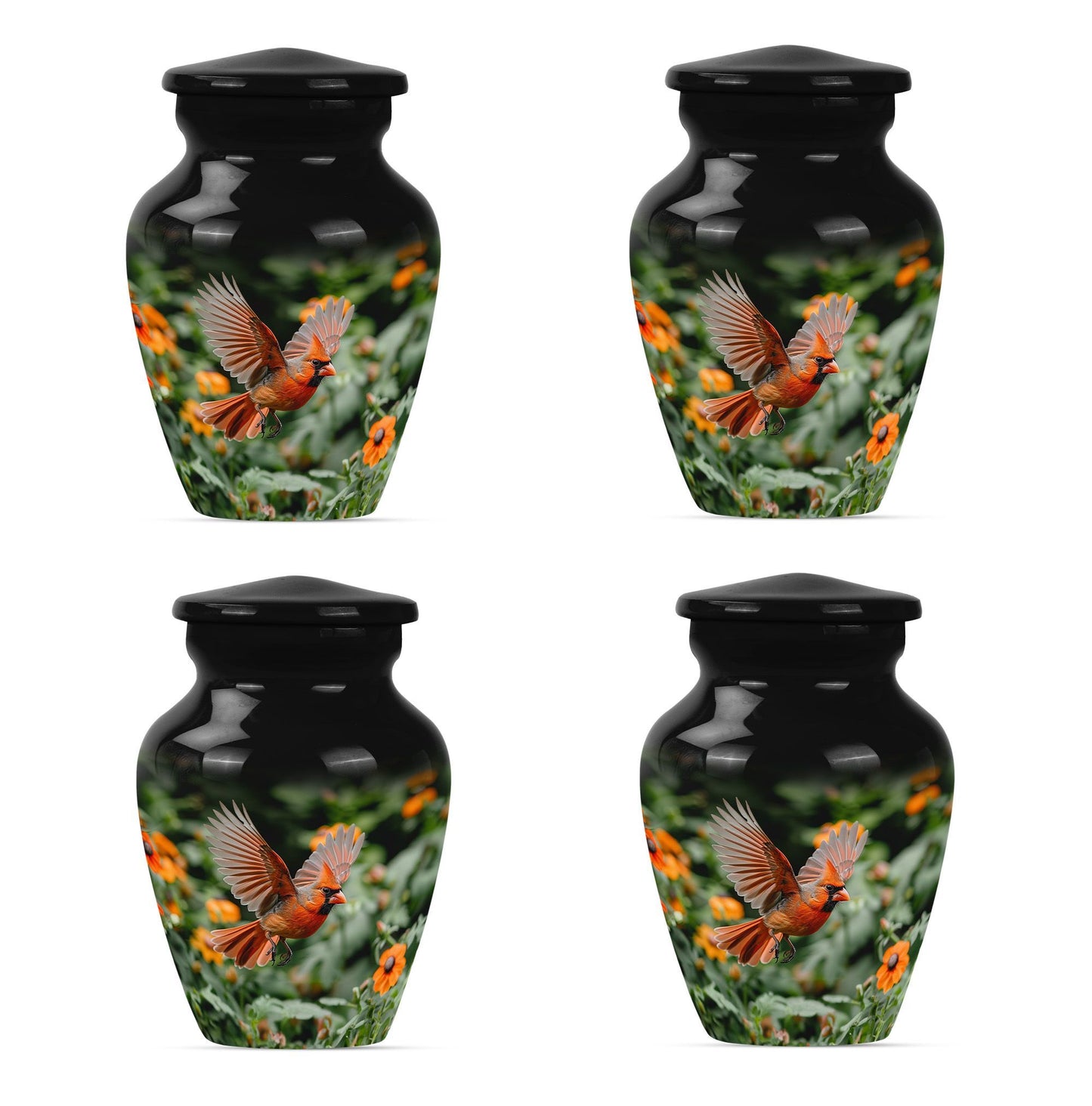 Classic 10-inch aluminium Cardinal bird Urn.