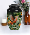 Classic 10-inch aluminium Cardinal bird Urn.