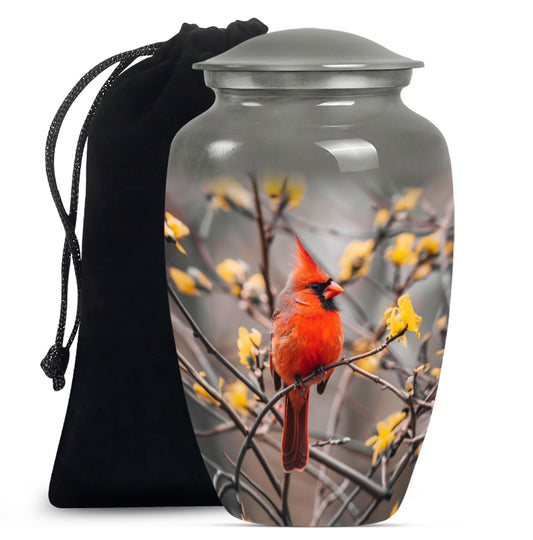 Cardinal Bird Theme Large Urn 10 Inch