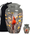 Cardinal Bird Theme Large Urn With 1 Keepsake Urn